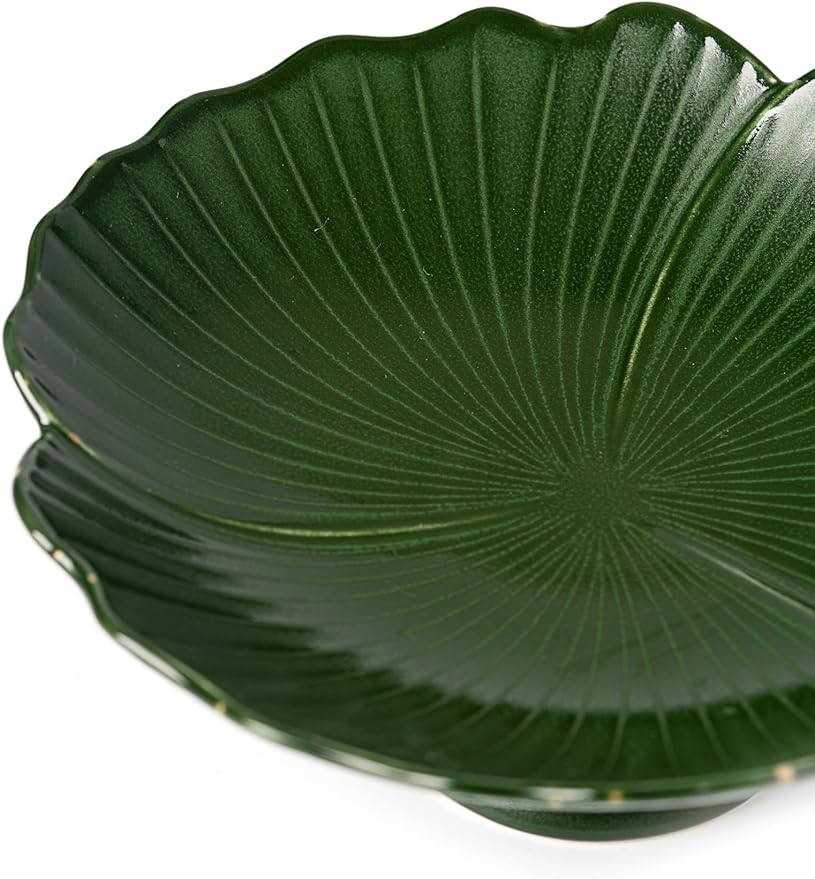 Ceramic Modern Large Green Fruit Bowl, 8.5" - Decorative for Home Decor