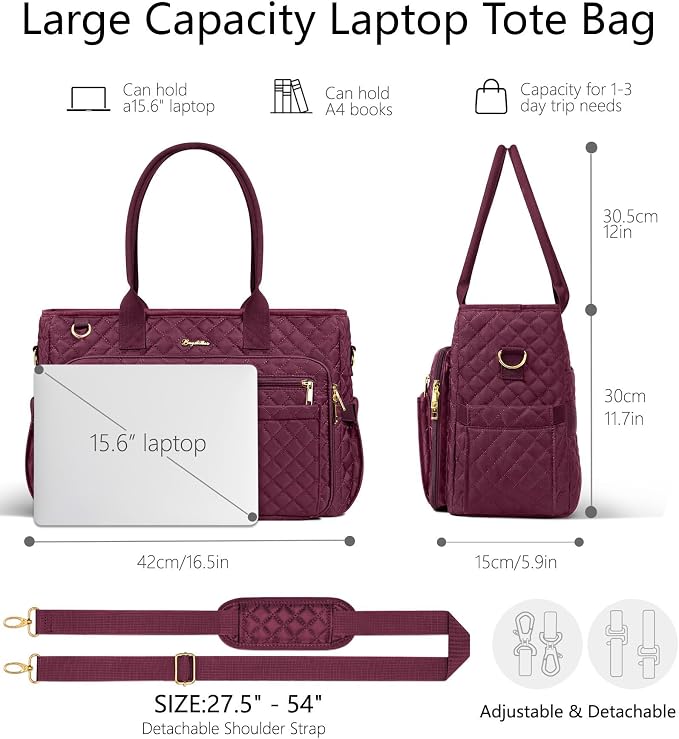 Bagstellar Teacher Tote Bag for Women, 15.6" Laptop Work Tote Computer Bag | - Image 4