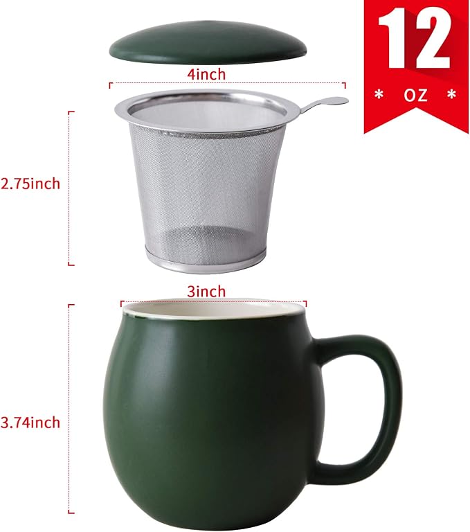 Yundu 12 OZ Matte Green Ceramics Teacup - Image 2