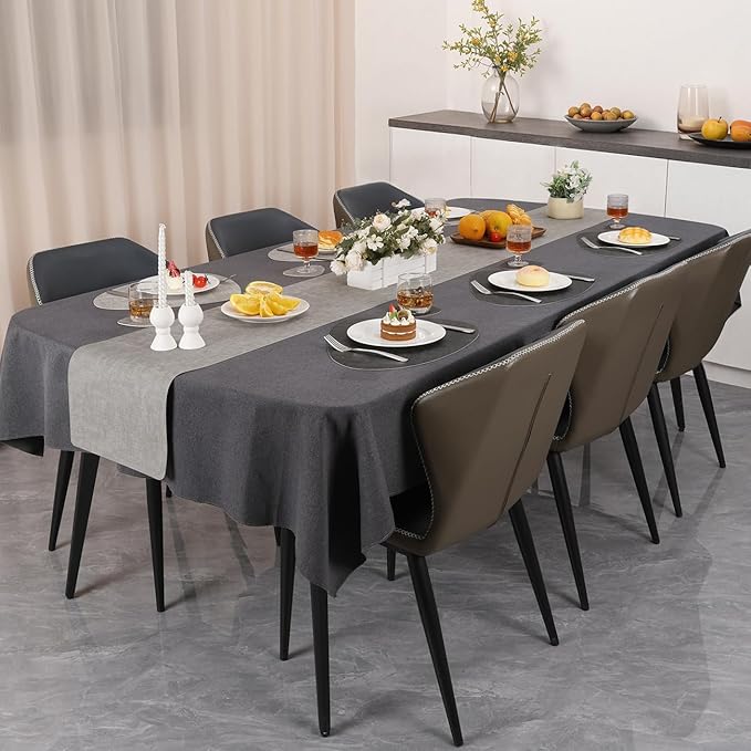 Placemats and Coasters, Washable Placemats Round Faux Leather Wipeable Place Mats Non Slip Heat Resistant Indoor Outdoor Table Mats (Set of 4, Light Gray Gray)