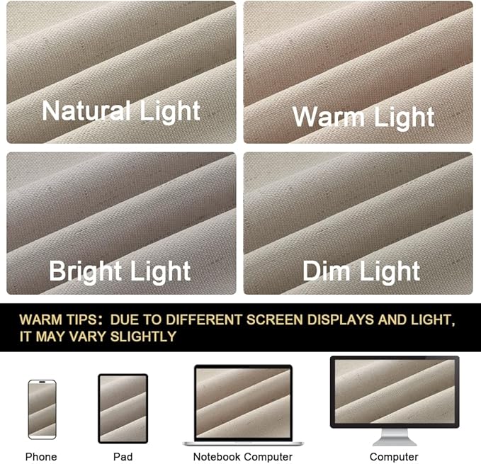 PrinceDeco Blackout Curtains 63 Inch Length Linen Texture Drapes for Bedroom Living Room Thermal Insulated with White Liner Grommet Room Darkening Curtains & Drapes (2 Panels, Cobblestone)