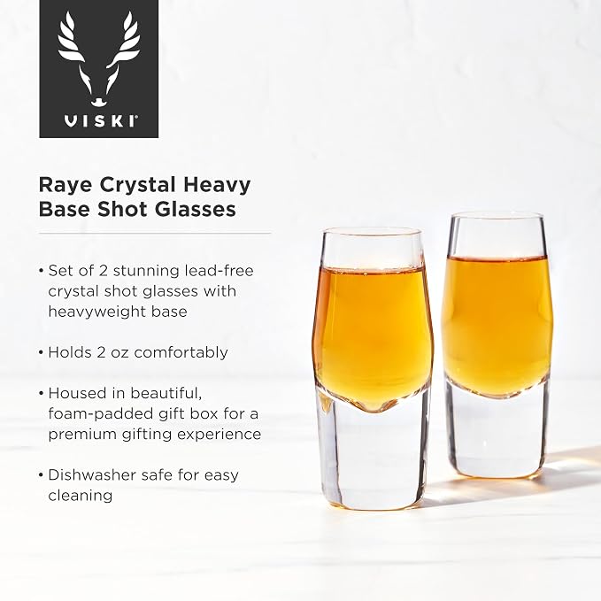 Viski Heavyweight Crystal Shot Glasses Set of 2 - Image 2