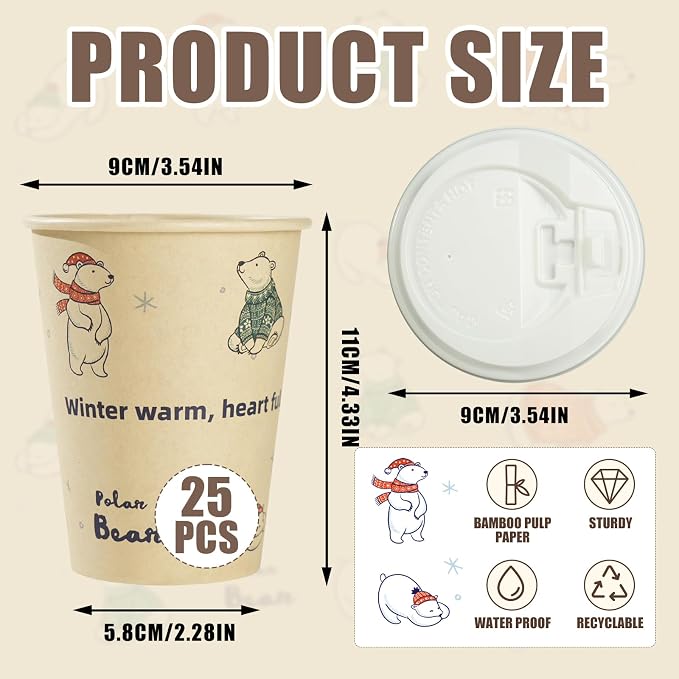 12 OZ 25 Pack Disposable Cups Paper Coffee Cups - Image 4