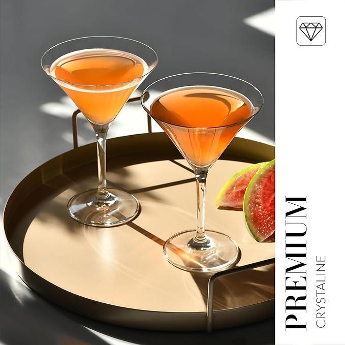 Krosno Martini Cocktail Glasses, Set of 6, 8.1 oz, Avant Garde Collection, Ideal for Cocktails, Frozen Desserts, Dishwasher Safe, Made in Europe