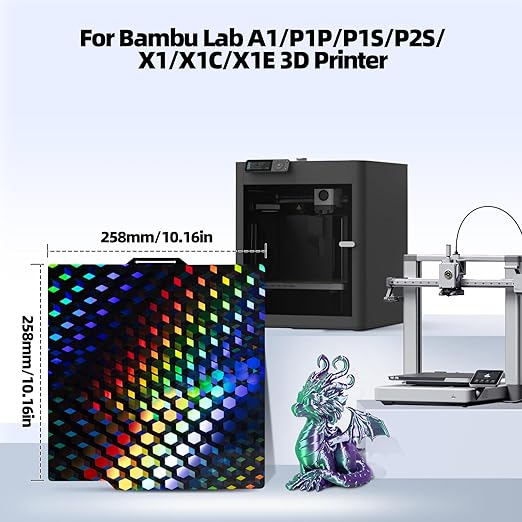 Smooth Effect PEG Build Plate for Bambu P1S A1 X1C, Diamond Grid+Small Water Cube PEG Print Bed Plate for Bambu Lab A1/P1P/P1S/P2S/X1/X1C/X1E