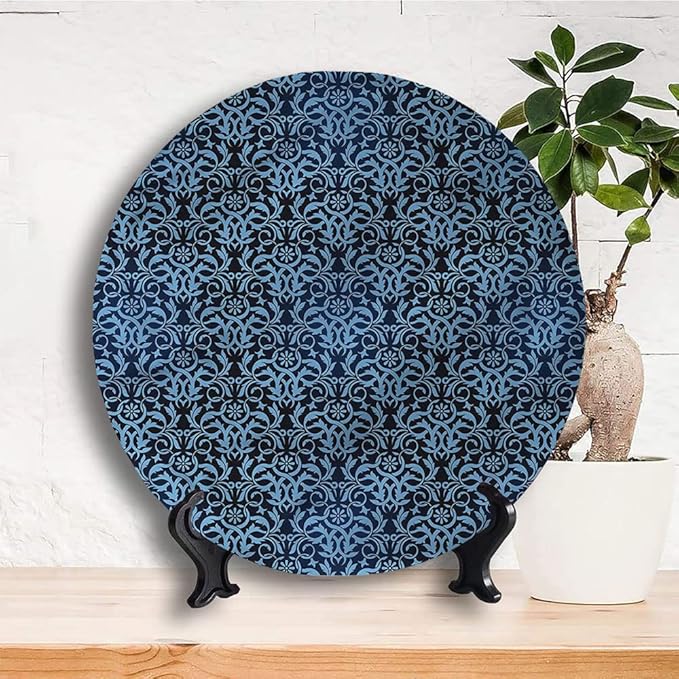 Ceramic Display Plate, Victorian Ceramic Hanging Decorative Plate, Interlacing Curvy Branch, 8 Inch, Living Room Kitchen Decoration Household, Multicolor