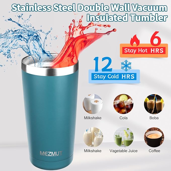MEZMUT 20oz Insulated Tumbler Cup Travel Coffee Mug - Image 2