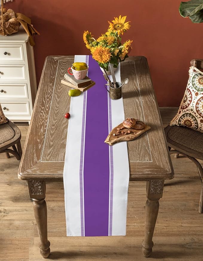 Purple Table Runners 36 inches Long, Modern Stripes Table Runner Farmhouse - Image 5