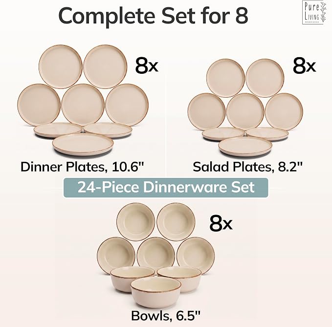 24 Piece Stoneware Dinnerware Set - Image 6