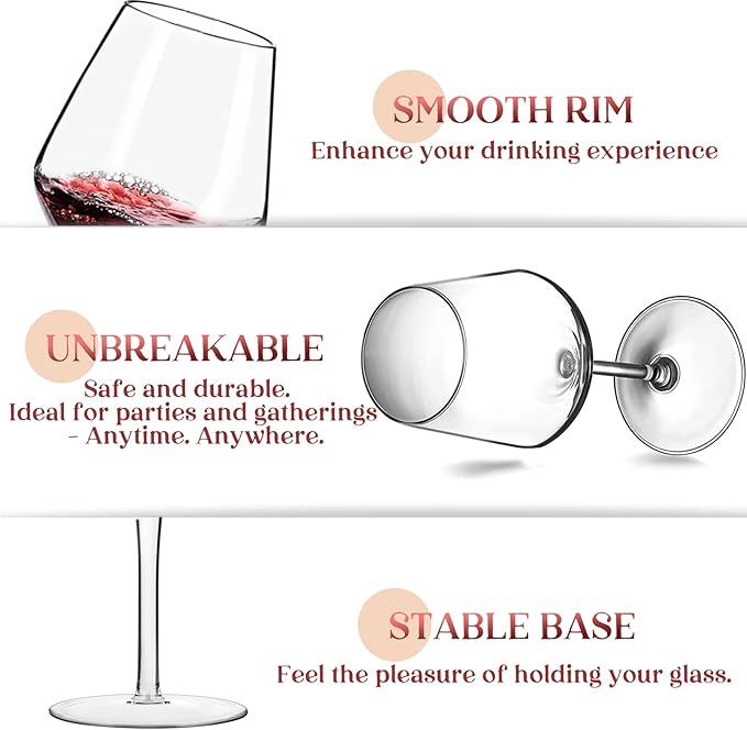 Plastic Wine Glasses Set of 8(15oz) |Unbreakable Wine Glasses with Stem|100% Tritan & BPA Free |Dishwasher Safe| Awesome For Pool, Beach, Travel, Pool, Camping, Beach, Picnic, Everyday Use.