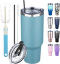 40 oz Tumbler with Lids and Straws, Stainless Steel Insulated Coffee Tumbler by GUDEMAO