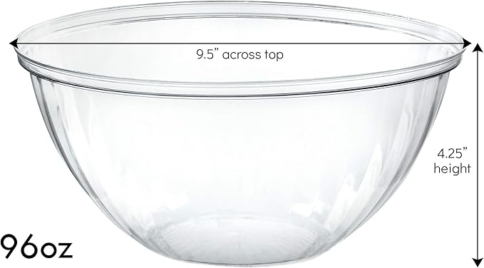 Disposable 96 Ounce Round Crystal Clear Plastic Pack of 4 Sets - Image 2