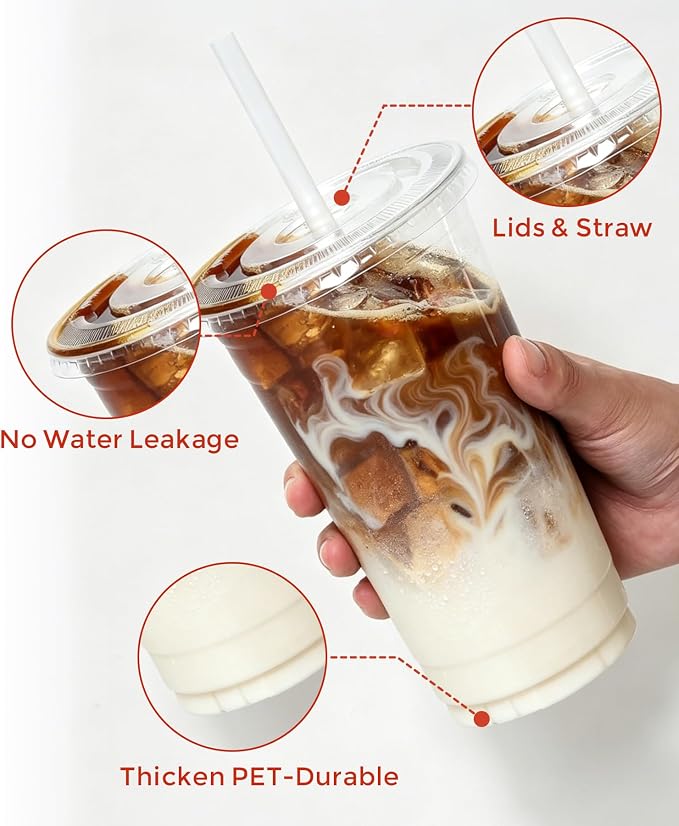 Ginkgo 32 oz Clear Plastic To Go Cups - Image 3