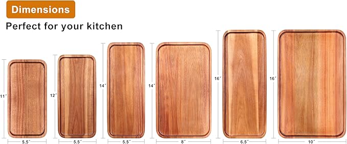 Wooden Serving Platters Long Charcuterie Boards Acacia Wood Decorative Trays for Home Decor Cheese Board Snack Appetizer Plates Kitchen Dinner Tray for Food Dish Rectangle Cake Dessert Platter