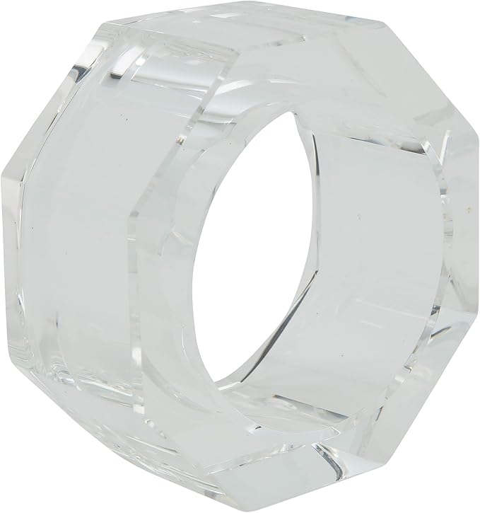 SARO LIFESTYLE Octagonal Crystal Glass Napkin Ring - Image 3