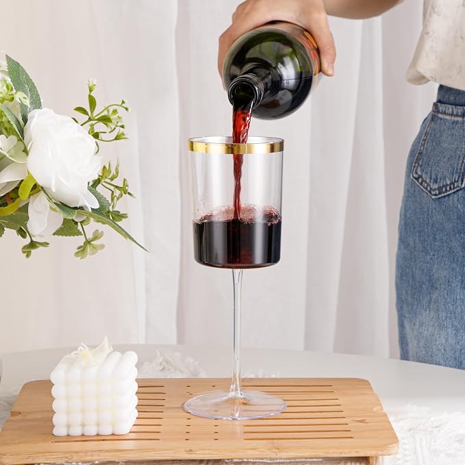 Ciaell 12 Pack Gold Plastic Wine Glasses - Image 5