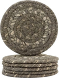Homespice Grey Cloud Jute Braided Rope Coasters 4", Warm Lodge and Cabin Decor, Set of 6, Multicolor - Durable, Absorbs Moisture, Easy to Clean and Protects Furniture
