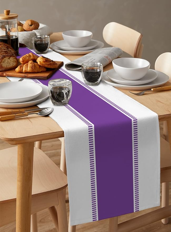 Purple Table Runners 120 inches Long, Modern Stripes Table Runner Farmhouse - Image 6