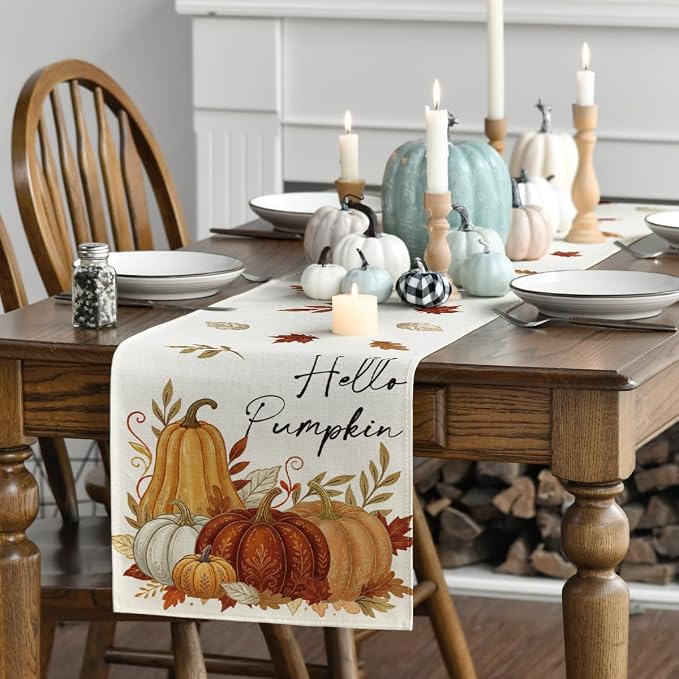 Artoid Mode 210 GSM Fall Table Runner 13x72 Inch Home Party Decor | Orange - Image 3