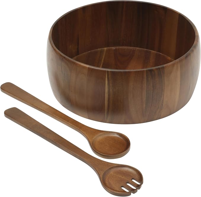 Gibson Home Laurelton 3-Piece Acacia Wood Salad Serving Bowl Set – Large by GibsonHomewares