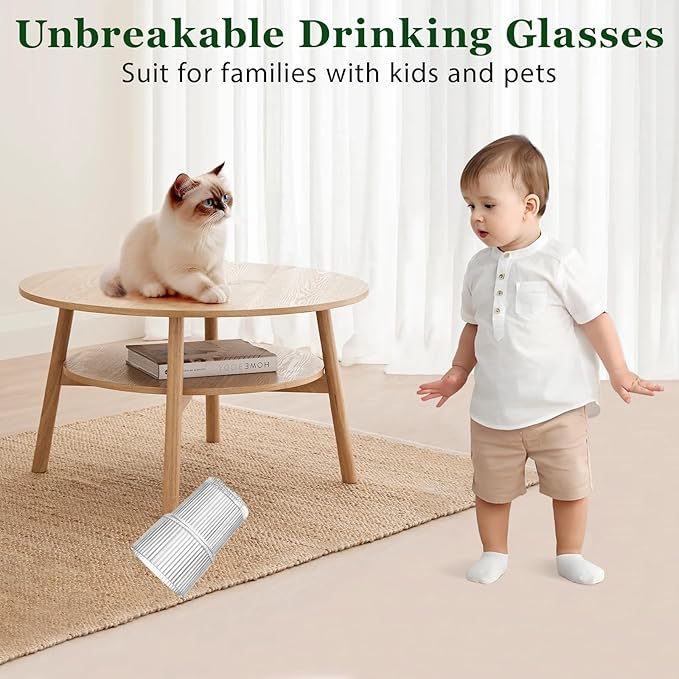 17oz Shatterproof Ribbed Glasses, Plastic Tumblers - Image 3