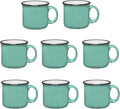 Set of 8 Ceramic Campfire Mugs – 15 Oz, Teal – Coffee & Tea Cups by GiftsbyDesign