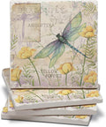 Thirstystone Dragonfly Poppies 4 Pack Tumbled Tile Stone Coasters | 4" Square by CounterArt