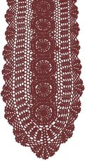 Cotton Handmade Crochet Lace Oval Table Runner Wine Red 12x48 Inch by KEPSWET