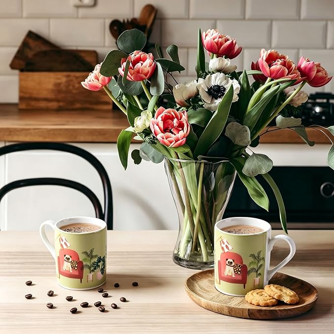 3.5oz Espresso Coffee Cups Set of 4, Cute Dog and Cat Pattern Demitasse Cups - Image 2