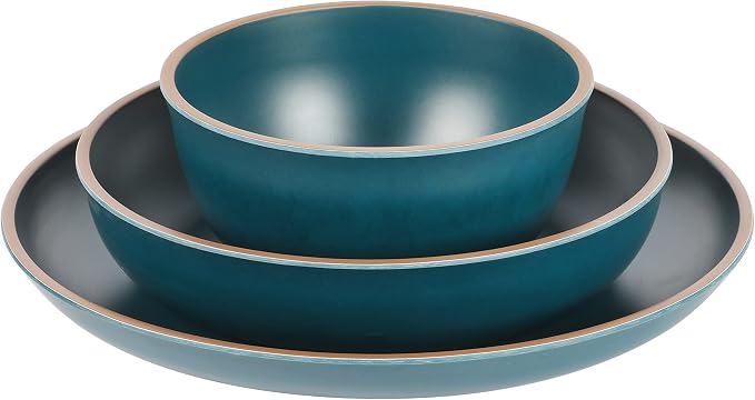 Gibson Home Rockabye 12 Piece Double Bowl Melamine Plastic Dinnerware Set - Image 5