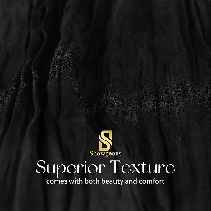 Showgeous 4 Pack Black Cheesecloth Table Runner, 17 x 108 Inches | Boho - Image 4