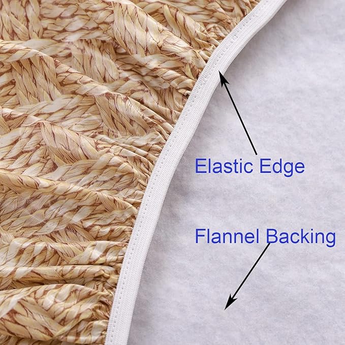 Walrus Round Vinyl Fitted Tablecloth with Flannel Backing Elastic Edge Design Table Cover Waterproof Oil-Proof PVC Table Cloth Stain-Resistant Best for 45"-56" Round