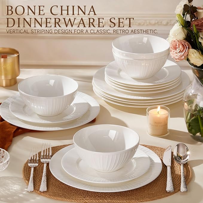 24Pc Bone China Dinnerware Set & 40Pc Flatware Combo Set - Image 3