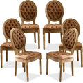 SoarFlash French Dining Chairs Set of 6, Vantage Dining Chair with Round Back, Farmhouse Country PU Leather Dining Chair for Kitchen,Bedroom,Orange