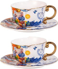 KAMMAK Tea Cups and Saucers Set of 2, Fine Bone China Coffee Cups, 584N | by KAMMAK