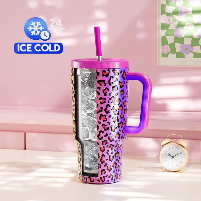 Meoky 30 oz Tumbler with Handle, Tumbler with Lid and Straw, Insulated - Image 2