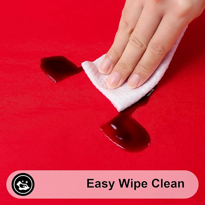 Smiry Rectangle Tablecloth, Elastic Fitted Flannel Backed Vinyl Tablecloths for 4ft Folding Tables, Waterproof Wipeable Table Covers for Indoor, Outdoor, Picnic and Camping (Red, 30"x48")