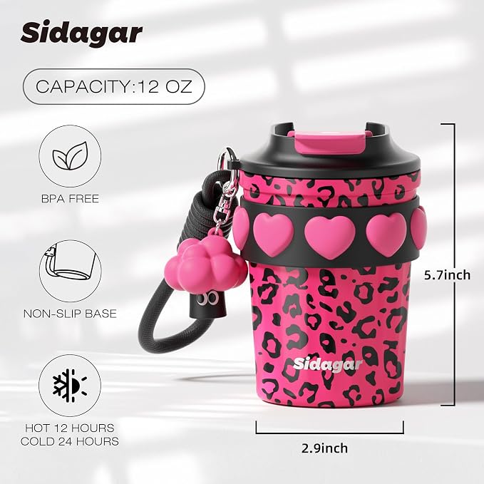 SDGA+ 12 oz Travel Coffee Mug Spill Proof Leak Proof, Stainless Steel Thermal - Image 2