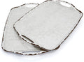 TP Melamine Serving Trays with Handles, Rustic White | Large Rectangular Trays by TastePrime