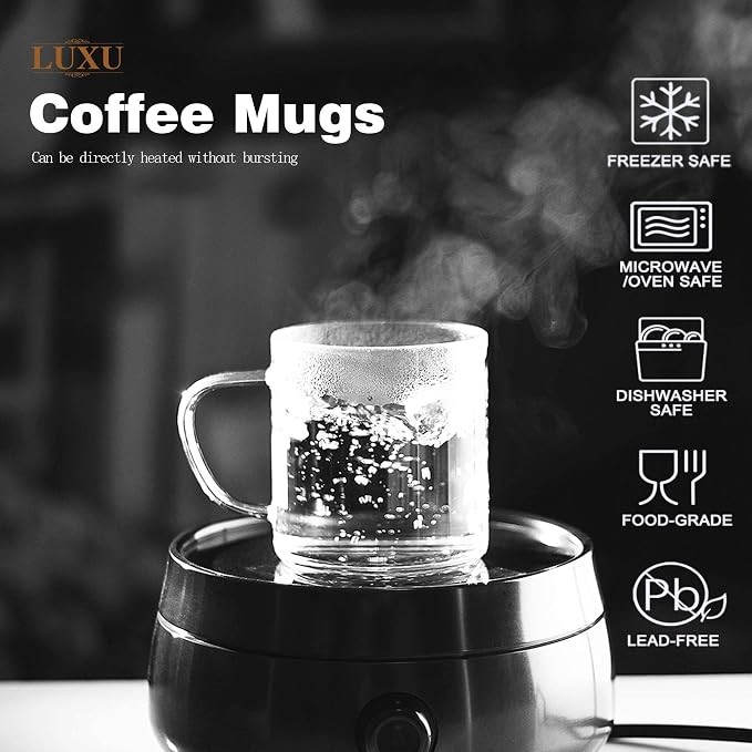 LUXU Glass Coffee Mugs, 14 oz Ice coffee cups, Borosilicate Glass Mugs - Image 8