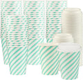 Disposable Coffee Cups with Lids, To Go Paper Hot Cups, Water Blue by SMYGOODS