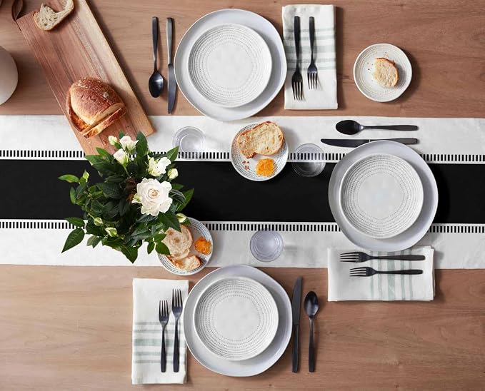 Black and White Table Runners 90 inches Long, Farmhouse Stripes Table Runner - Image 3