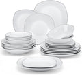 MALACASA Dinnerware Sets, 24 Piece Porcelain Square Dishes, Ceramic Dish Set by MALACASA