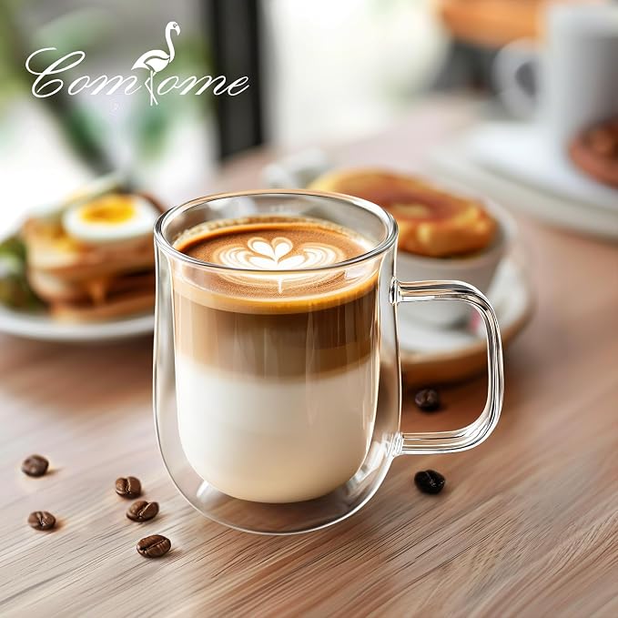 Double Walled Glass Coffee Mugs 12 oz, Glass Coffee Cups Set of 4 - Image 6