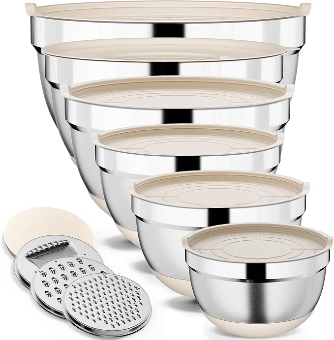 9 Pack Mixing Bowls with Airtight Lids Set, Stainless Steel Mixing Bowls with by Hybemmy
