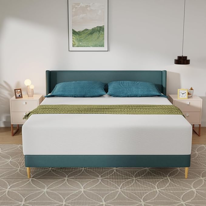 FDW | 14 Inch King Mattress | Medium Firm | Gel Memory Foam Mattress | White | Bed in a Box, CertiPUR-US Certified | Pressure Relief, Cooling Ventilated Foam | Washable Removable Cover