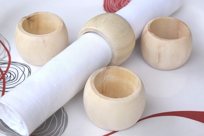 Lightnpro Wooden Napkin Ring, Napkin Rings Set of 12, Ring Napkin, Handmade Napkin Ring Perfect for Halloween Harvest Autumn Fall Thanksgiving Holiday Christmas Xmas Gift Décor - Natural