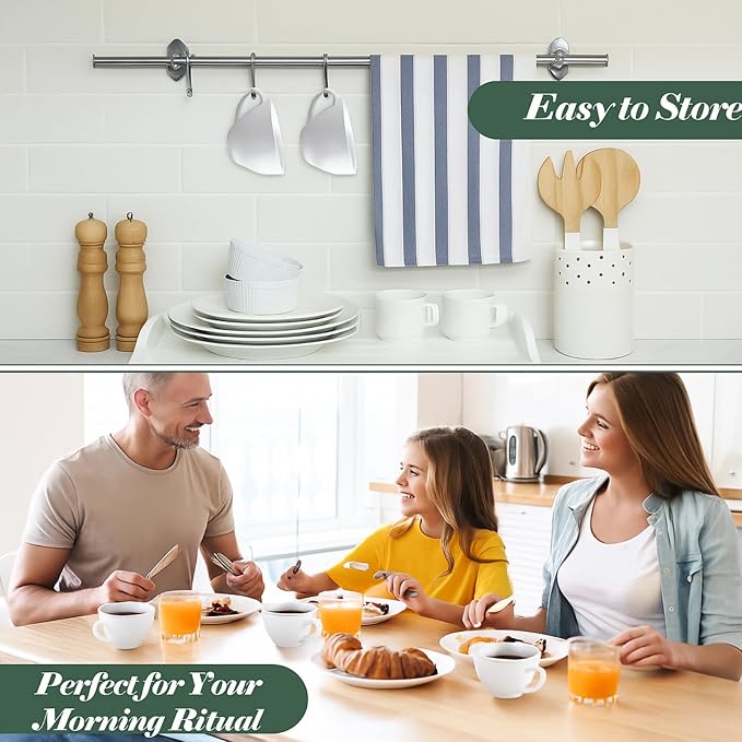 Reallnaive 16 Pieces 4.4 oz Porcelain Espresso Cups Set White 130ml Durable - Image 4