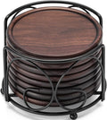 Wood Coasters with Holder, GOH DODD Set of 8 Walnut Wooden Coaster Tabletop by GOHDODD