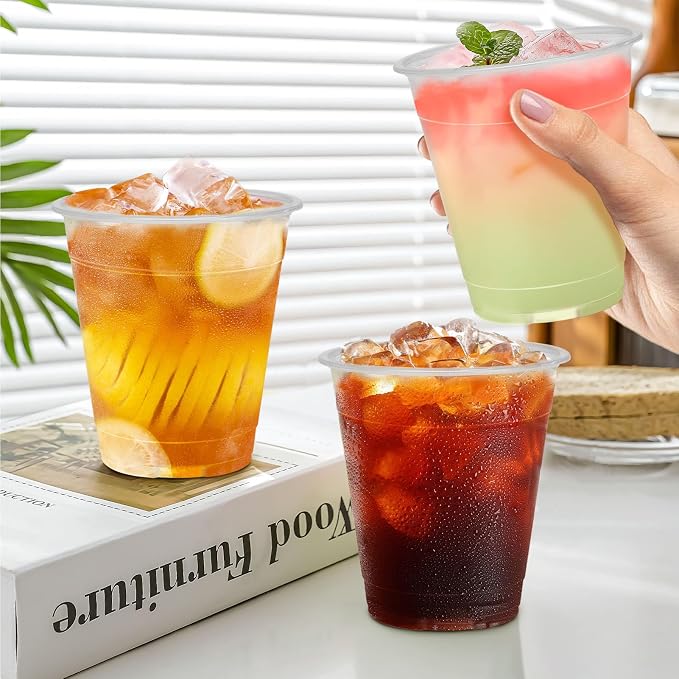Clawsoff 12 oz Clear Plastic Cups 300 Count Disposable Iced Coffee Cups | Cold - Image 5